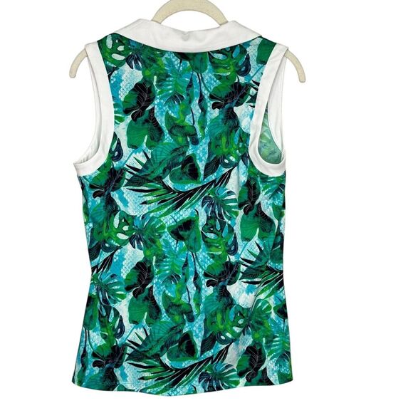 Tommy Bahama Golf Shirt Womens Medium Green Blue Sleeveless UPF 50 Quick Dry Top - Picture 6 of 7